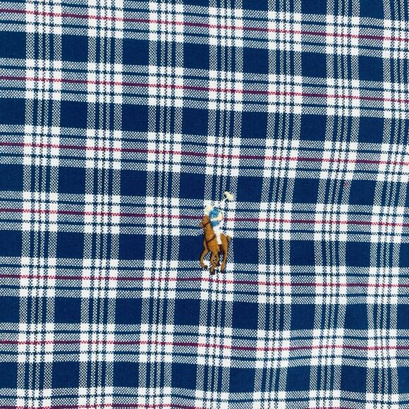 Ralph Lauren Button Down Shirt Men's 2XB Blue Plaid Long Sleeve Blue - Picture 2 of 8